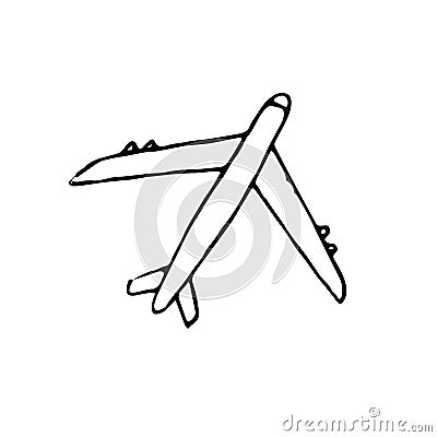 Plane hand drawn sketch icon. Monochrome design element stock vector illustration Vector Illustration